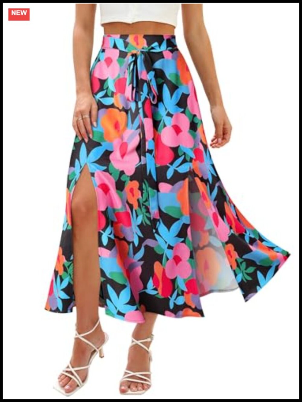 Women's Tropical Maxi Skirt with Pockets, High Waisted A-Line Luau Vacation